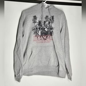 Gray Stranger Things Hoodie with Black and Red Design